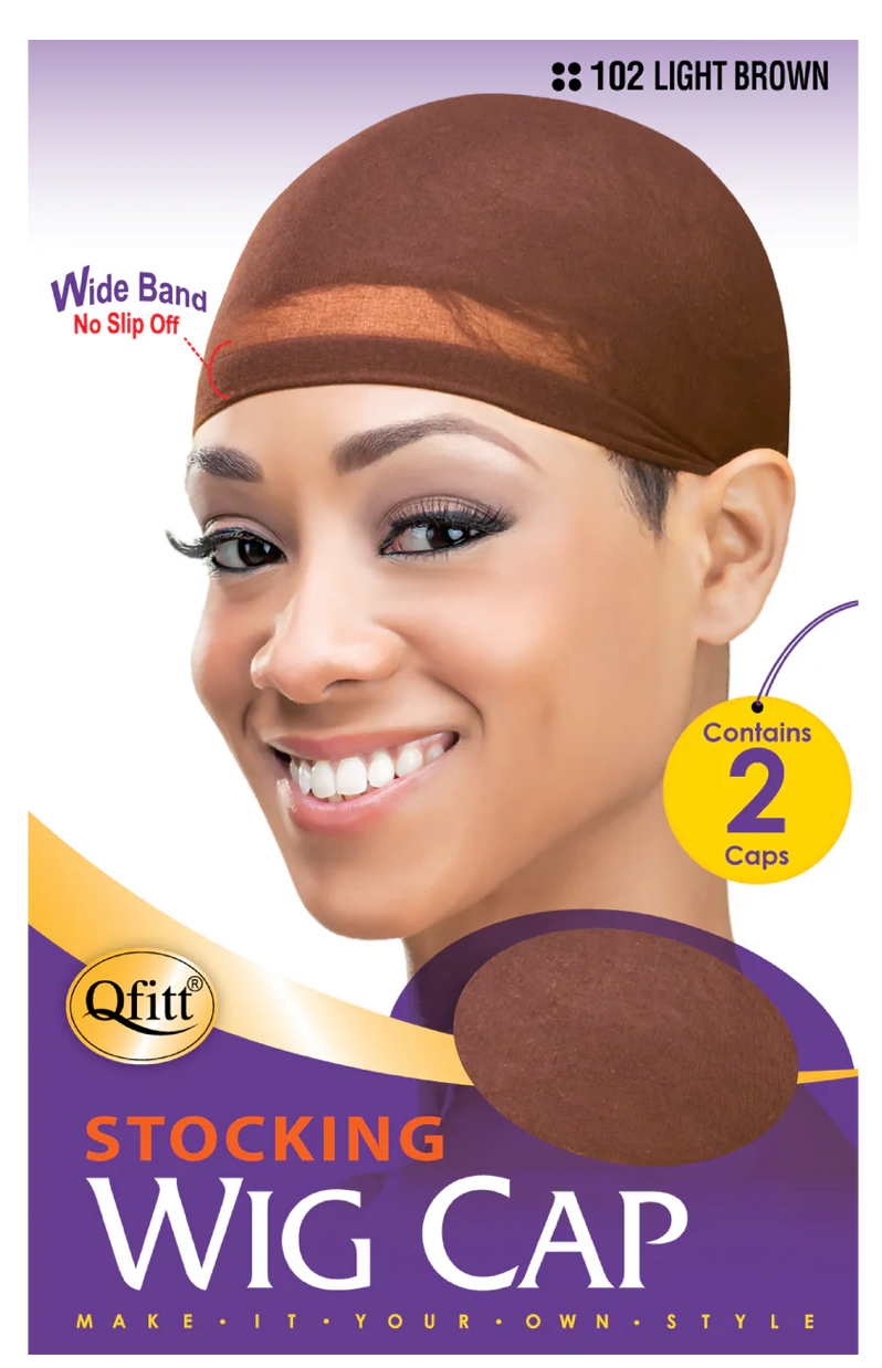 QFitt Stocking Wig Cap Light Brown 2 PK