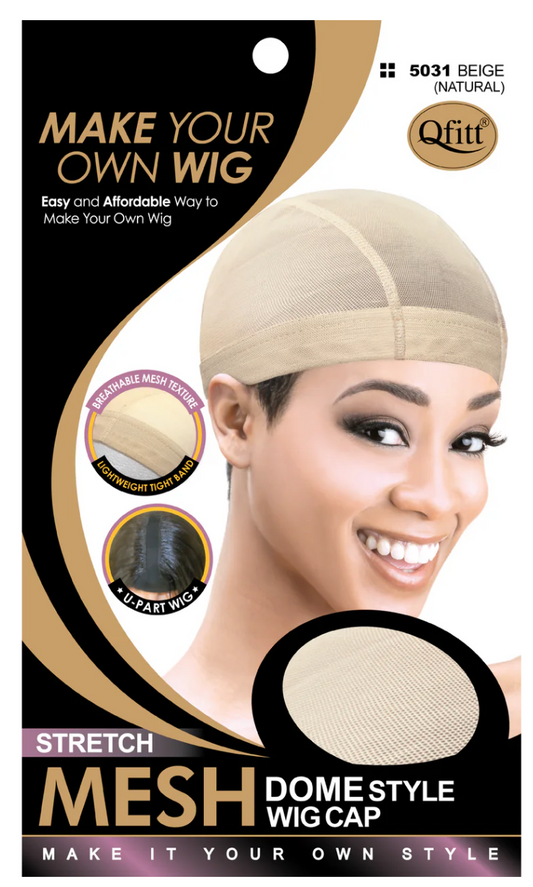 Qfitt Stretch Mesh Dome Wig Cap Beige Natural 5031