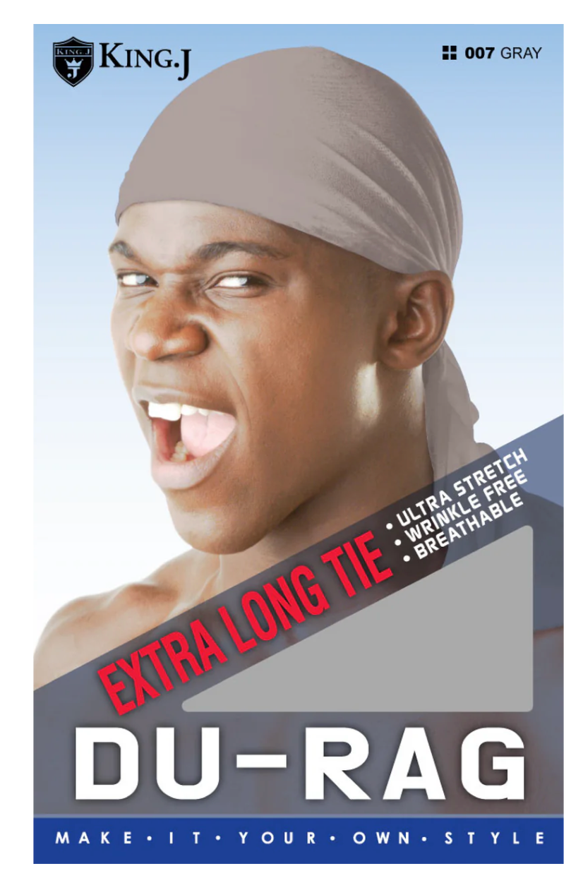 King J DuRag Extra Long Tie Gray