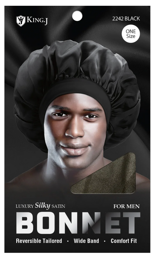 King J Silky Bonnet For Men Black