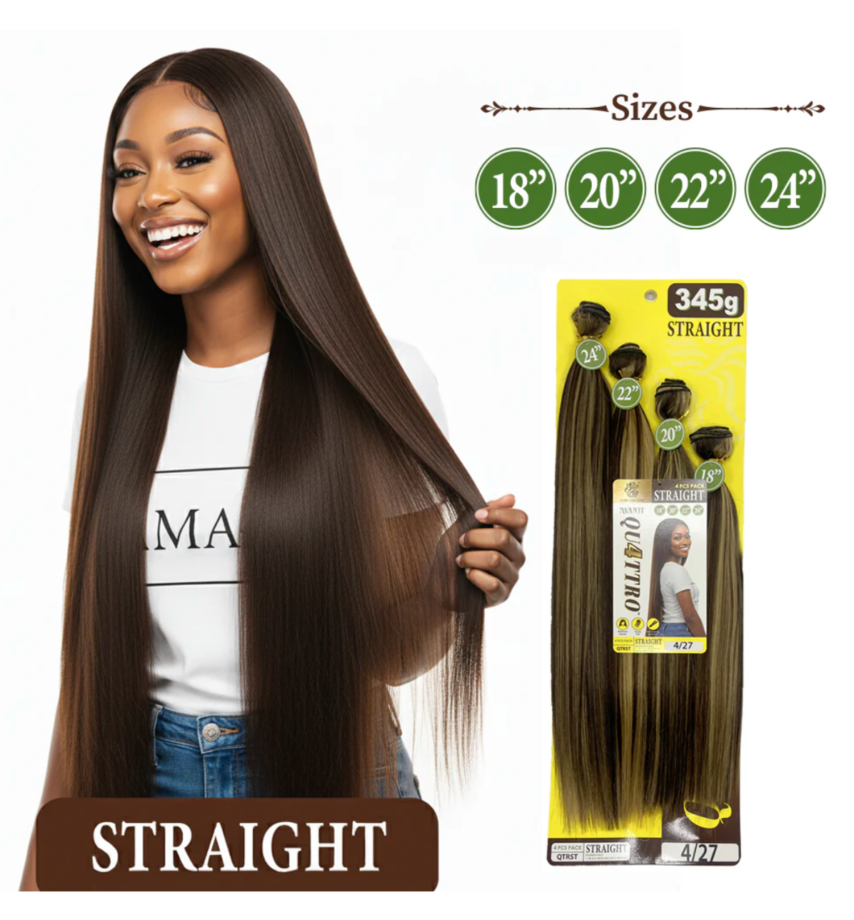 Quattro Straight 4PC Weave Bundle