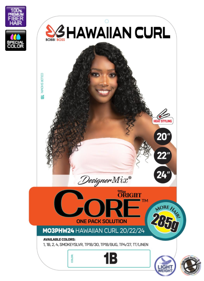 Bobbi Boss Miss Origin Core 3pc Hawaiian Curl 20/22/24" Weaving