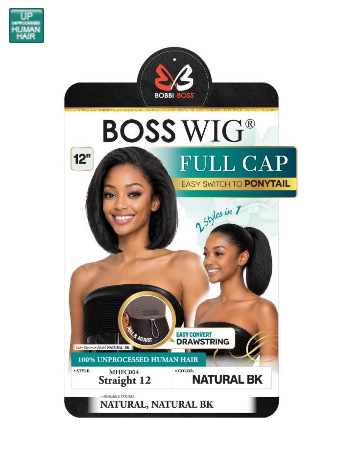 Bobbi Boss MHFC004 Straight 12" Human Hair 2-in-1 Wig