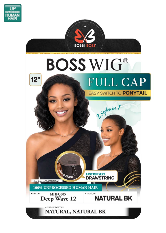 Bobbi Boss MHFC006 Water Wave 12" Human Hair 2-in-1 Wig