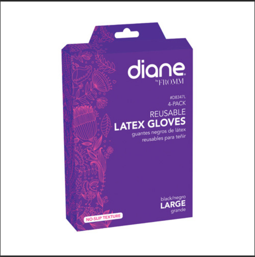 Diane Black Reusable Latex Gloves Large