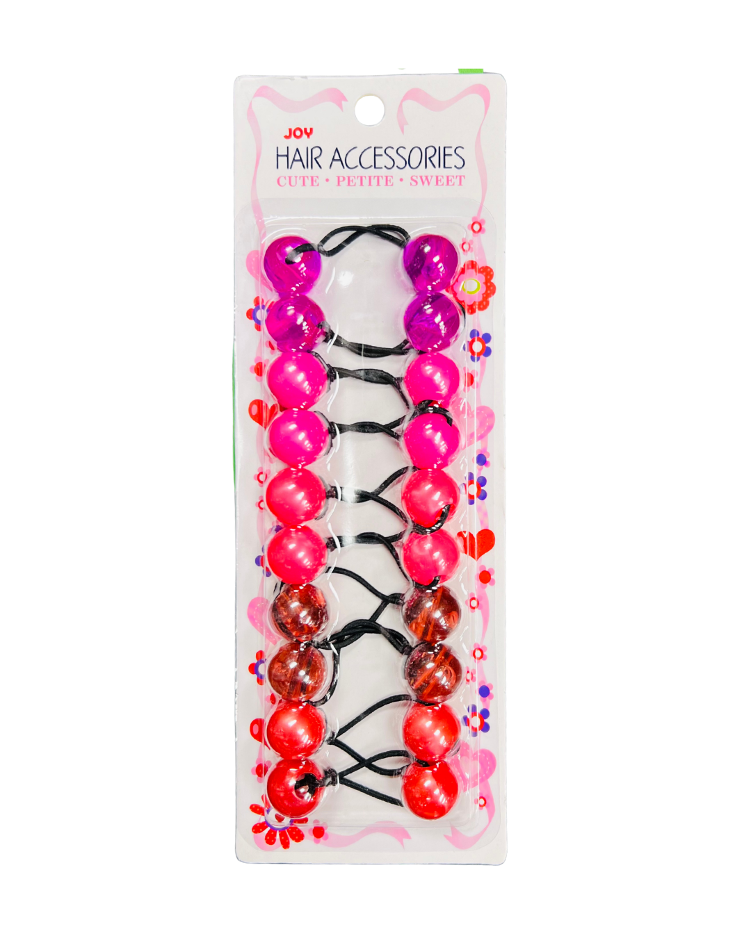 Joy Twin Beads Ponytailers Bobos 20mm 16293 Pink & Red Assorted