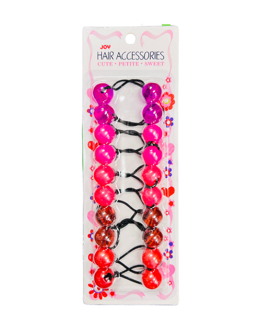 Joy Twin Beads Ponytailers Bobos 20mm 16293 Pink & Red Assorted