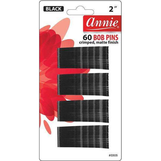 Annie Bob Pins Black Matte 2" 60 ct