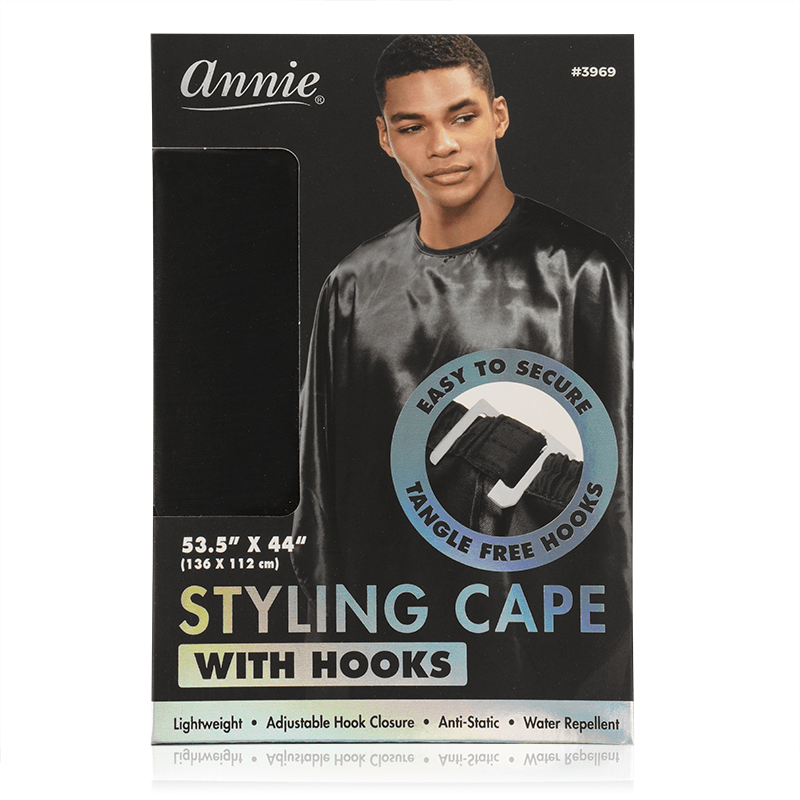 Annie Cutting Cape with Stretchable Hook - Black