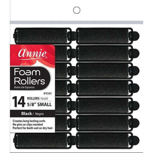 Annie Foam Rollers Black Small 14ct