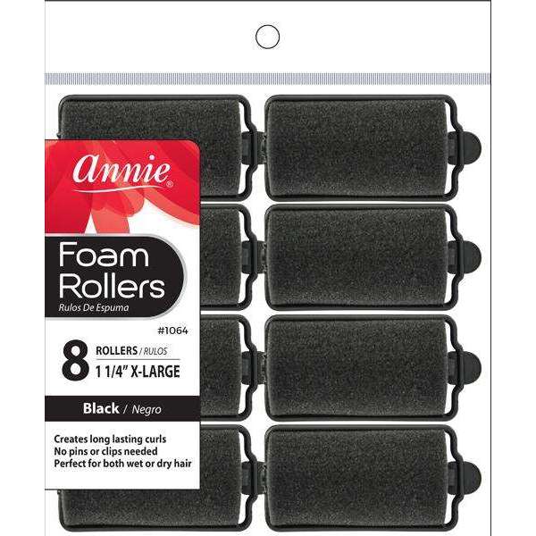 Annie Foam Rollers Black X-Large 8ct