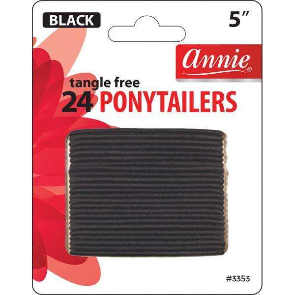 Annie Ponytailers Tangle Free Thin 24ct Black