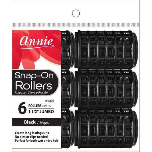 Annie Snap On Magnetic Rollers Jumbo Black 6 Count