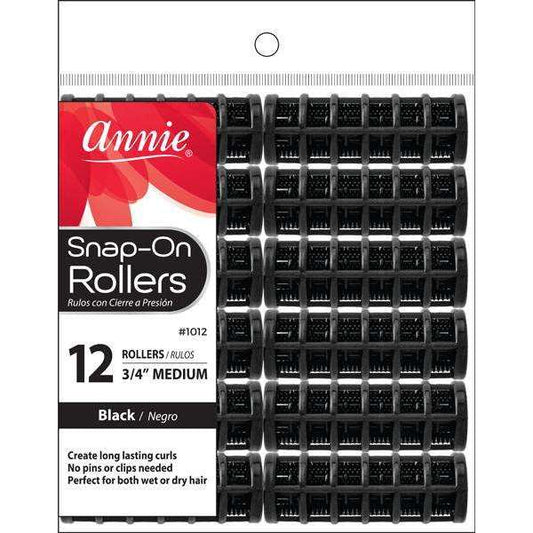 Annie Snap On Magnetic Rollers Medium Black 12 Count