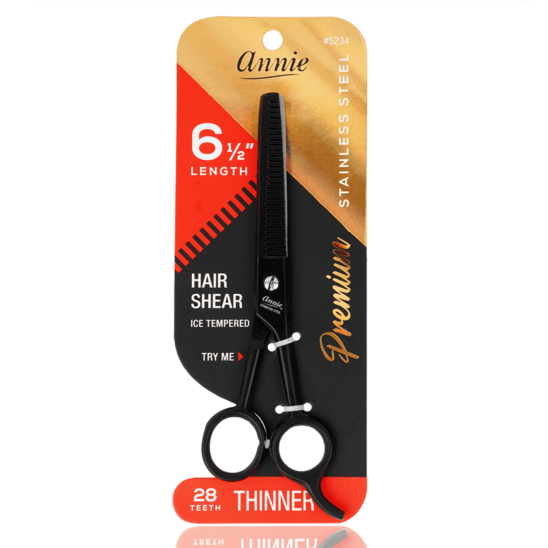 Annie Stainless Steel Thinning Shears 6.5" Matte Black