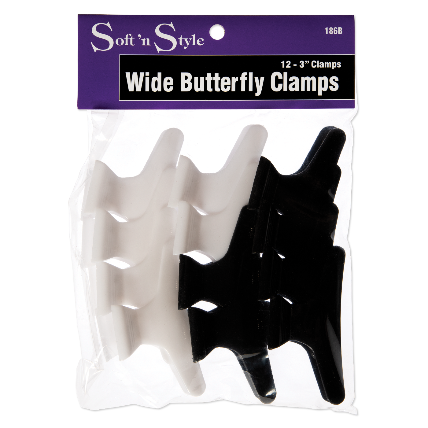 Soft n Style Wide Butterfly Clamps 186B 3" 12PK