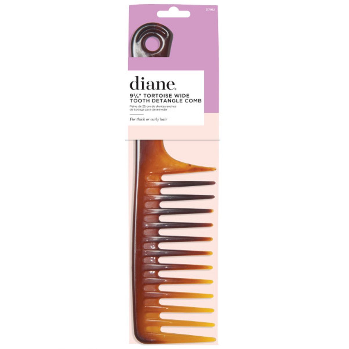 Diane Wide Tooth Detangle Comb 9-3/4" Tortoise D7912