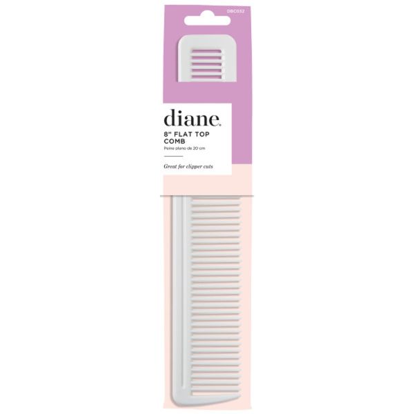 Diane Flat Top Comb 8" - White DBC032