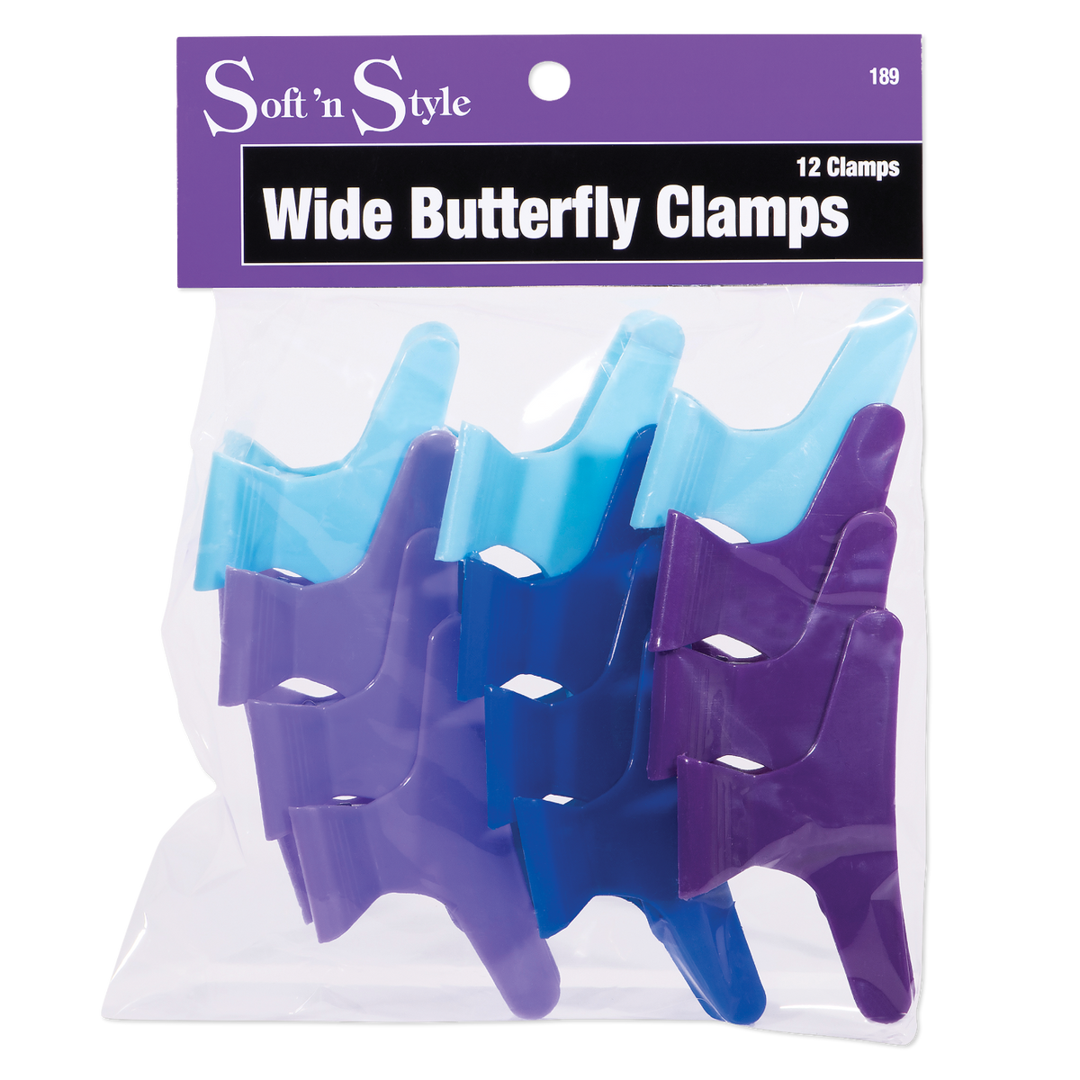 Soft ’n Style Butterfly Clamps Wide 3" Colorful #189 12 PK