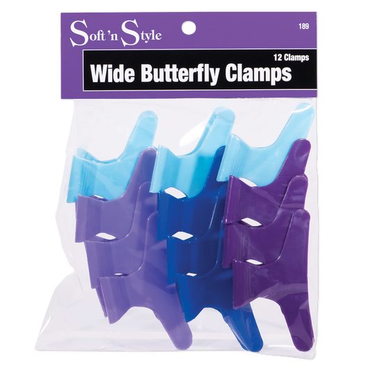 Soft ’n Style Butterfly Clamps Wide 3" Colorful #189 12 PK