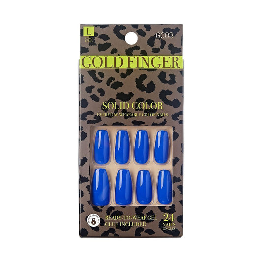 Gold Finger Solid Colors Nails Medium Blue