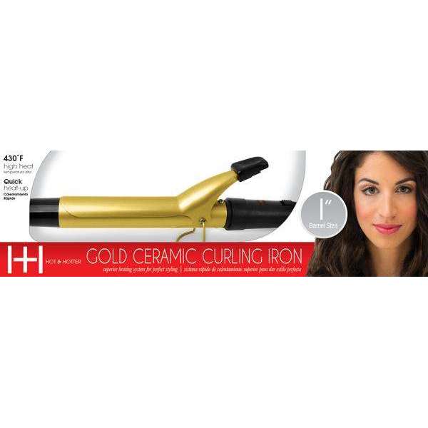 H&H Gold Ceramic Electric Curling Iron 1"