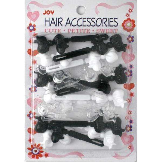 Joy Barrettes Ribbon 16420 16ct Assorted Black, White, and Clear