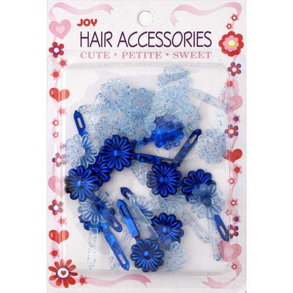 Joy Barrettes Petite Daisy 16486 Assorted Metallic Blue and Clear Blue Glitter