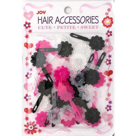 Joy Barrettes Petite Daisy 16491 Assorted Hot Pink, Black, and Clear