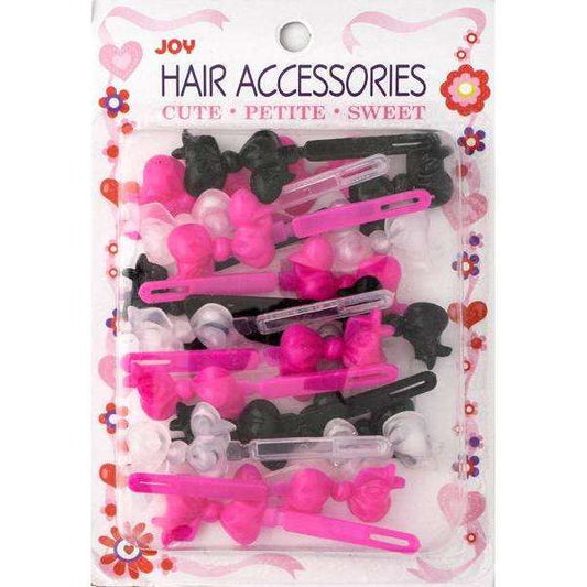 Joy Barrettes Ribbon 16724 Assorted Hot Pink, Black, and Clear