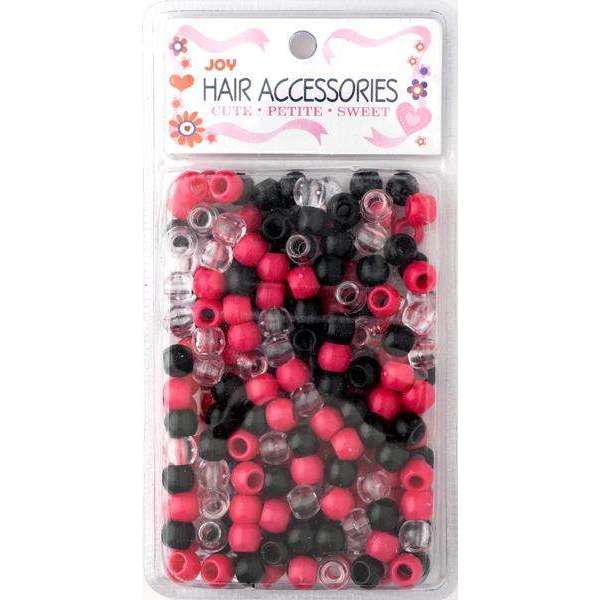 Joy Hair Beads Large Package 01912 Hot Pink, Black, Clear