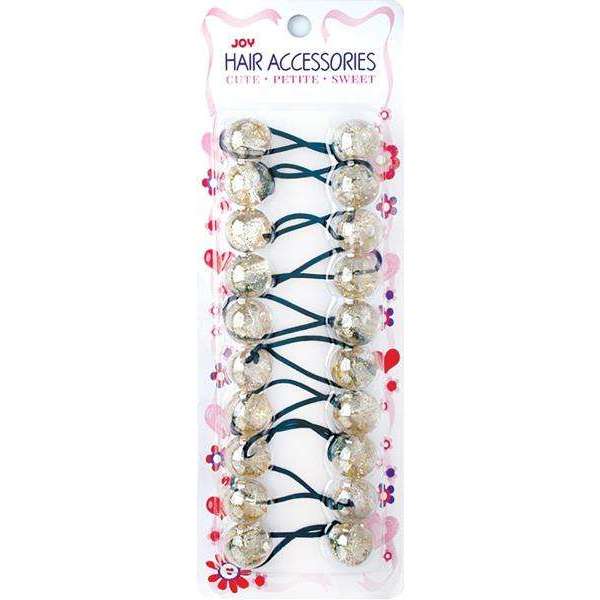 Joy Twin Beads Ponytailers Bobos 20mm 16259 Clear Gold Glitter