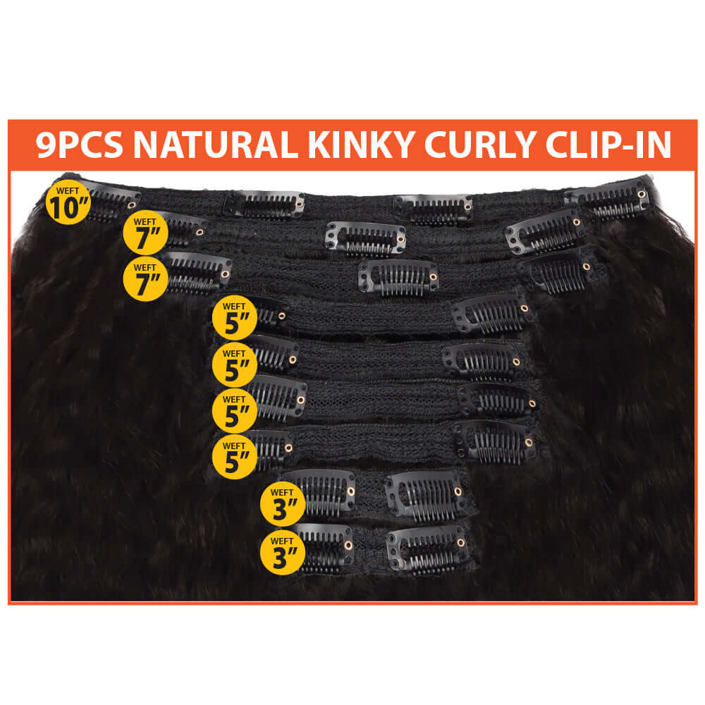 EVE LUV CLIP IN 9PC Natural Kinky Straight