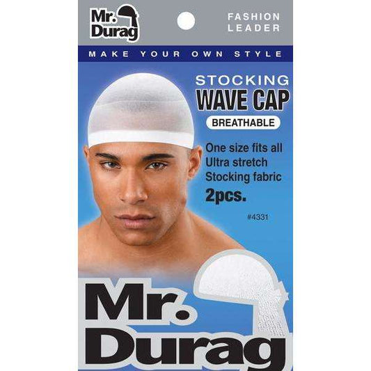 Mr. Durag Stocking Wave Cap 2pc White