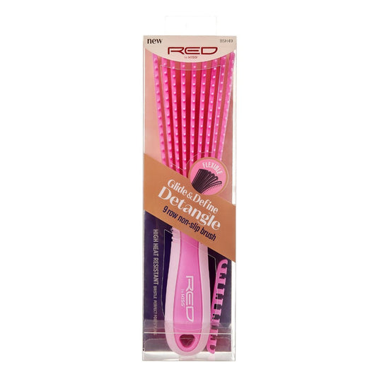 RED EZ Glide Detangling Brush 9 Row Pink