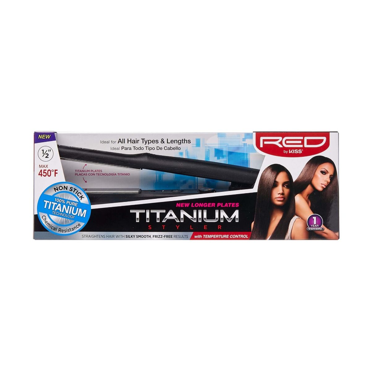 RED Titanium Styler Flat Iron Temperature Control 1/2"