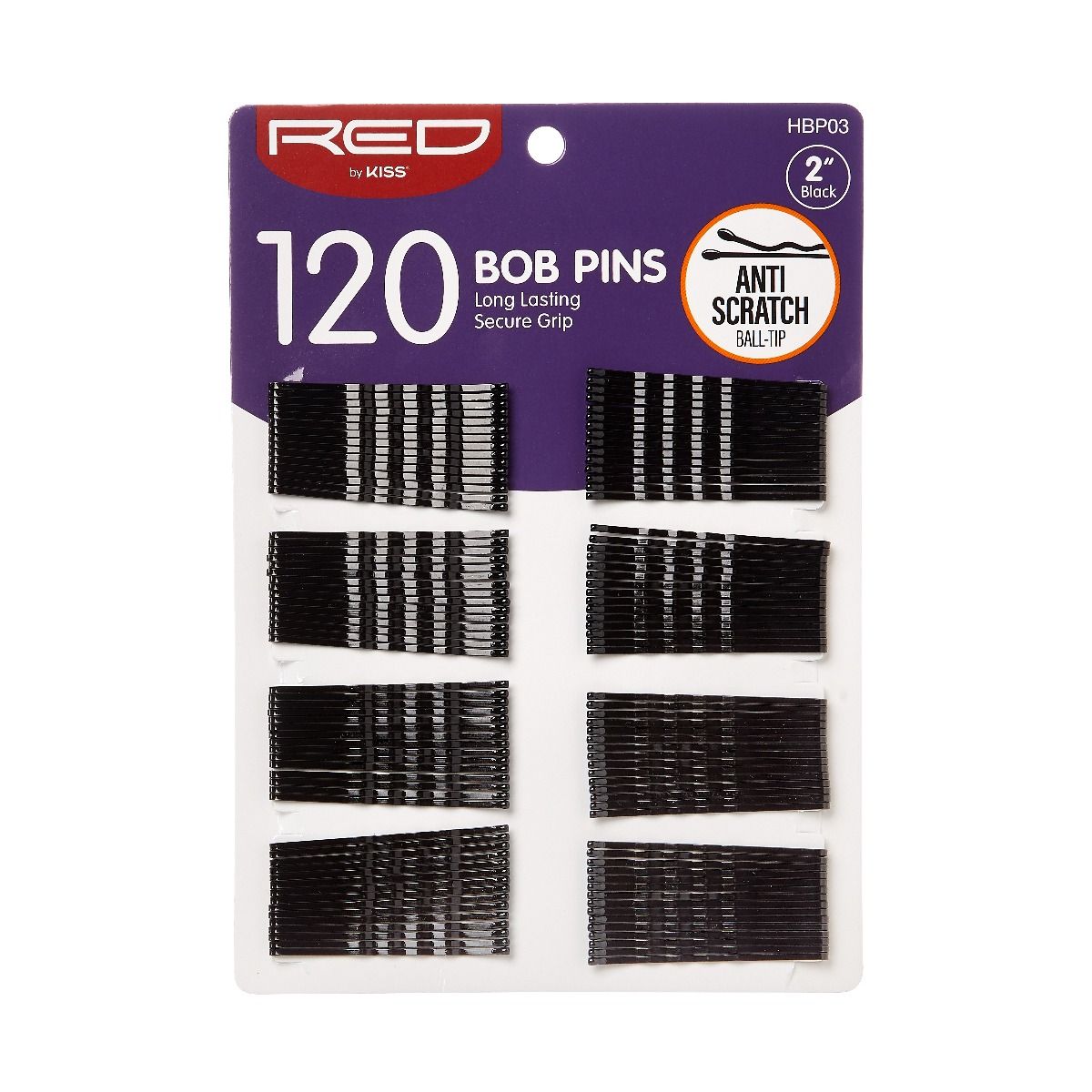 Red Bob Pins 2" Black 120 Count