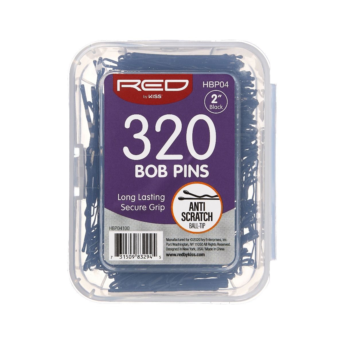 Red Bob Pins 2" Black 320 Count