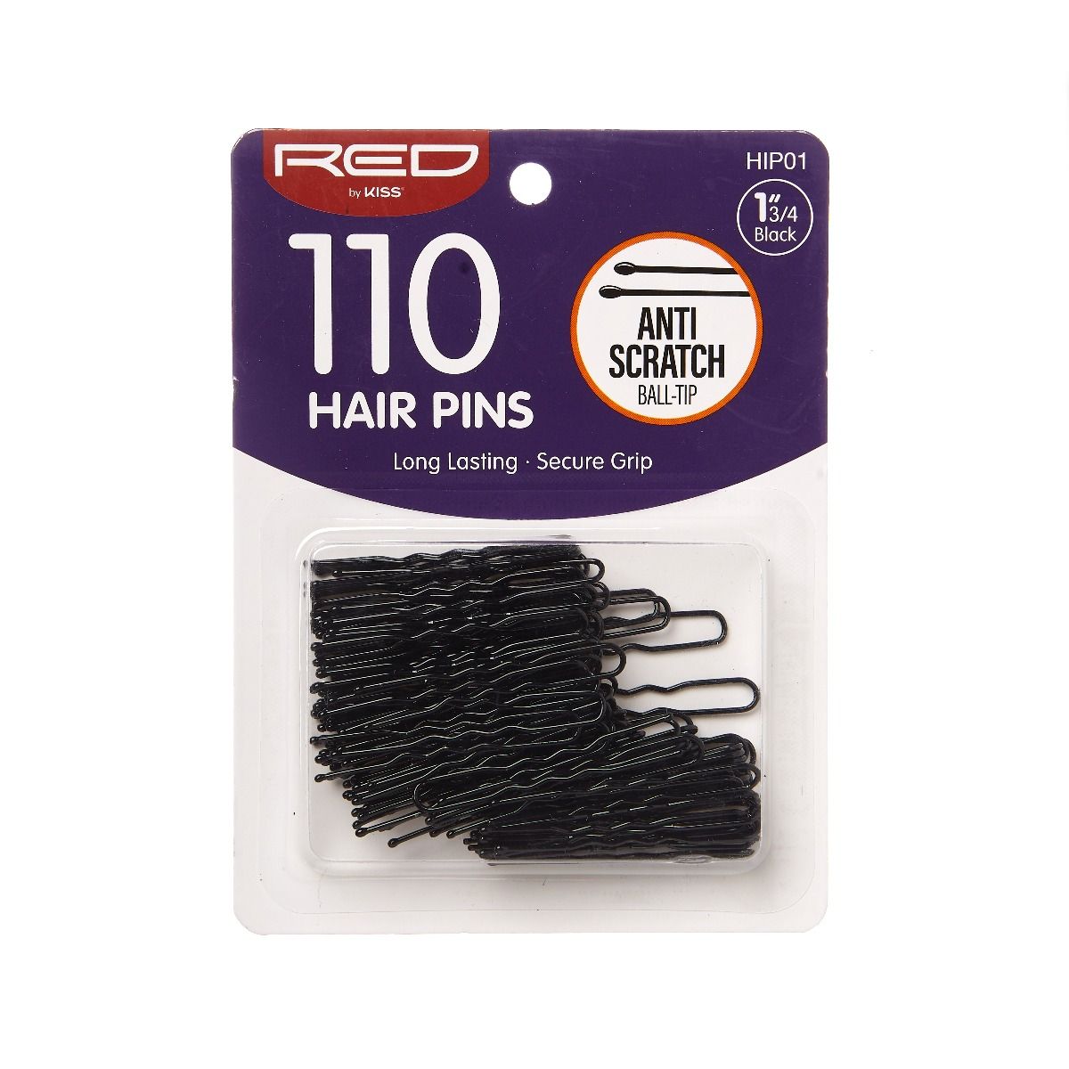 RED Hair Pins 1-3/4" 110 Count Black