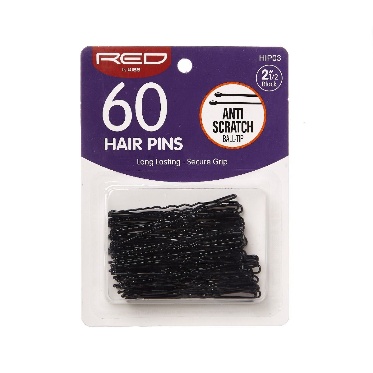 RED Hair Pins 2-1/2" 60 Count Black