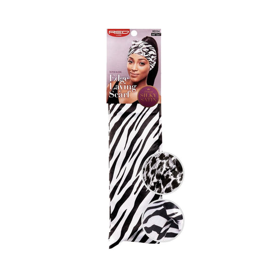 Red Silky Satin Edge Scarf Zebra or Snow Leopard Assorted