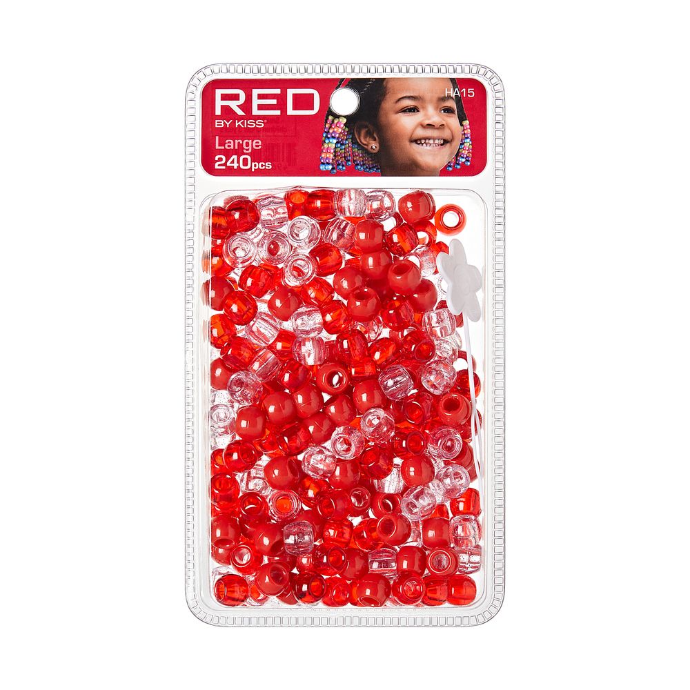 RED Large Hair Beads 240 pcs All Colors