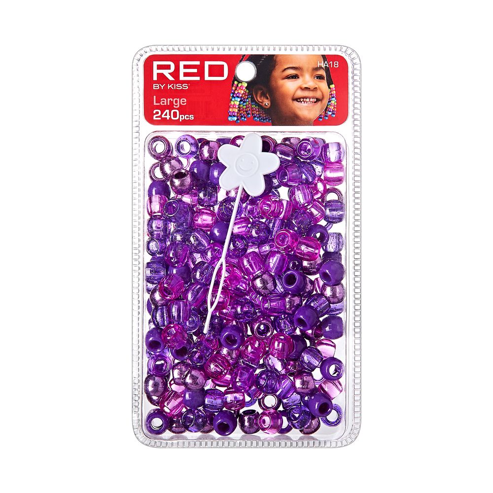 RED Large Hair Beads 240 pcs All Colors