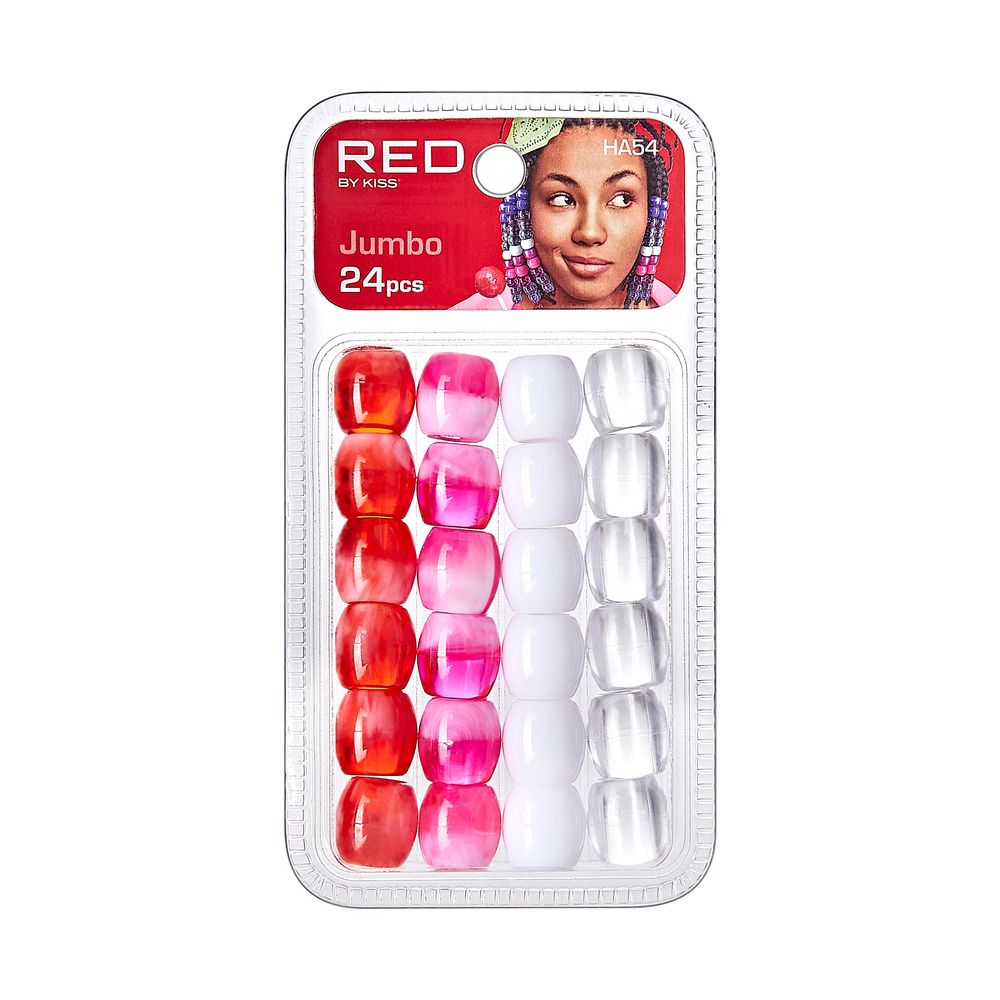 RED Jumbo Hair Beads 24 Pcs Jumbo Pink Assorted