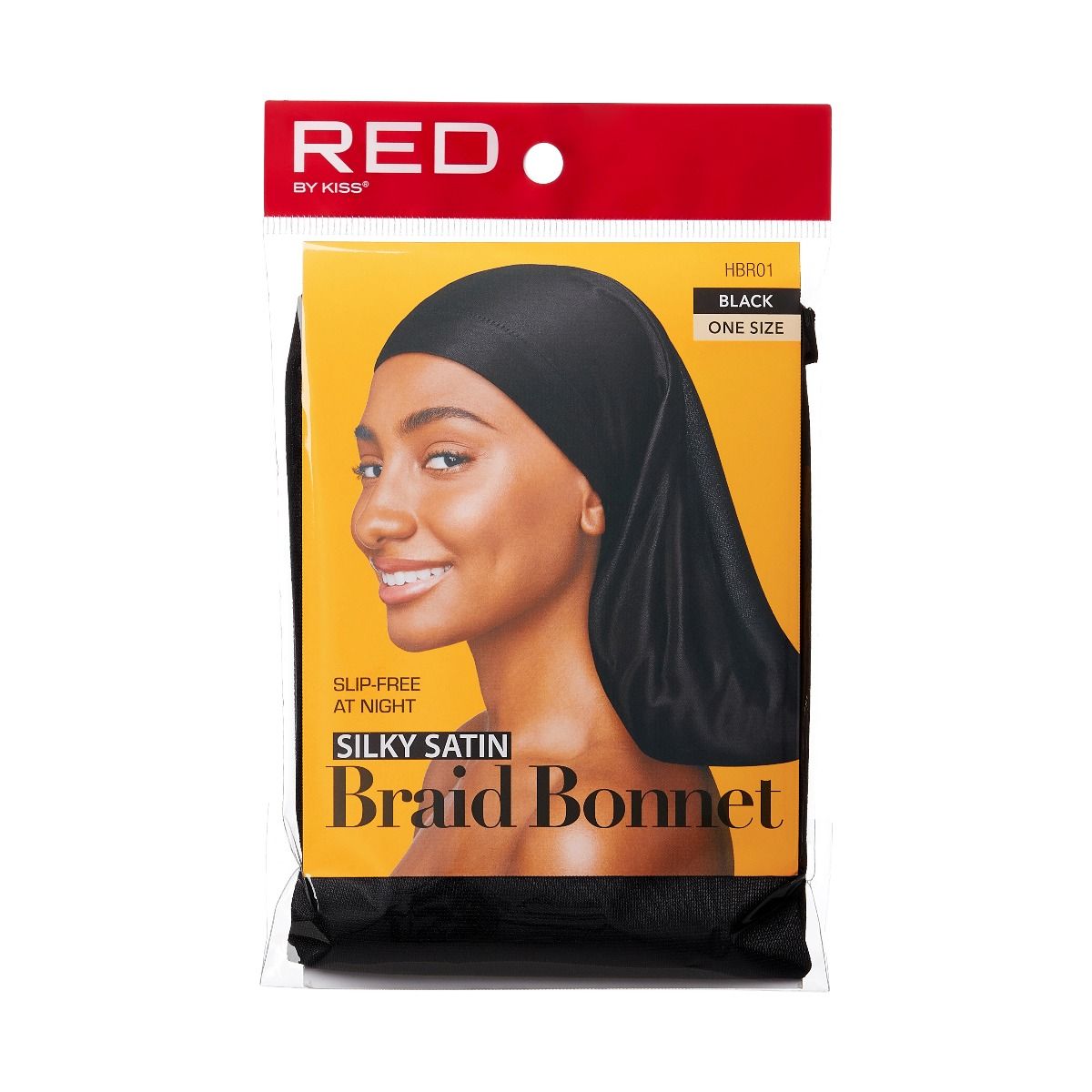 RED Silky Satin Braid Bonnet Black