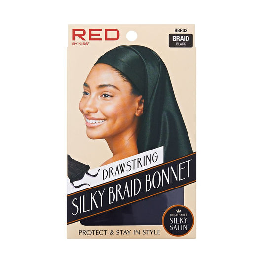 RED Silky Braid Bonnet Black