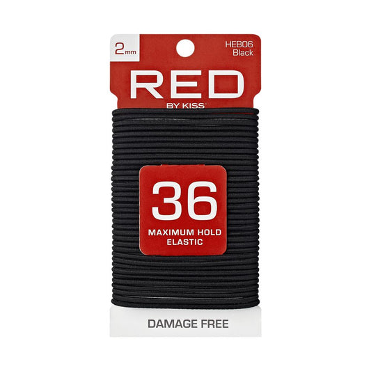 Red Elastic Band Hair Tie 2mm Black 36 count