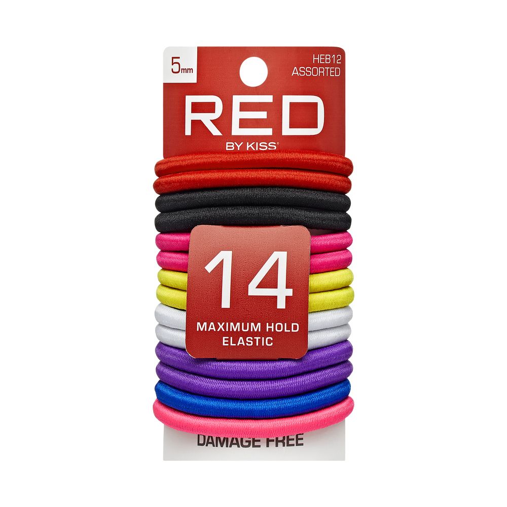 Red Elastic Band Hair Tie 5mm Assorted 14 count