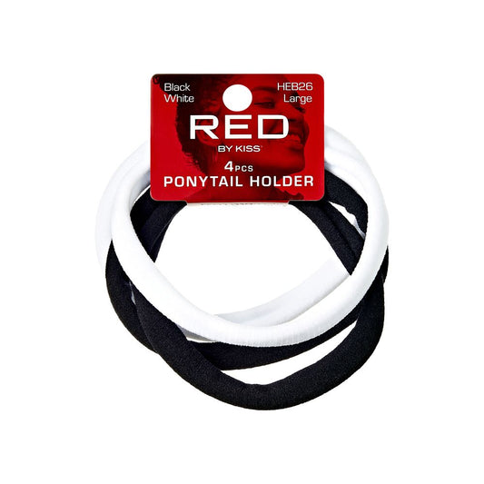 RED Ponytail Holder Large 4pcs Black and White