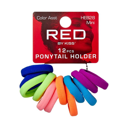 RED Ponytail Holder Mini 12 pcs Assorted Neon Color